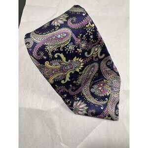 IKE BEHAR New York Men's 100% Silk Tie Black Paisley USA 60"x3.5"